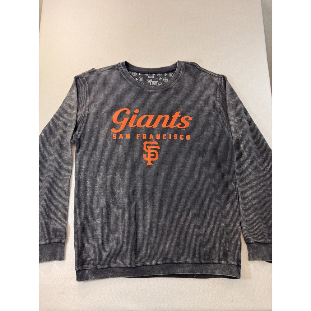 Womens Large SF Giants G-III 4Her By Carl Banks Acid Wash Black Cord Sweatshirt